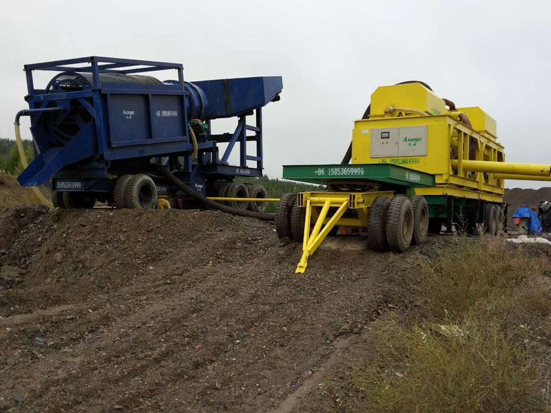 Portable trommel screen car&horizontal centrifuge concentrator plant